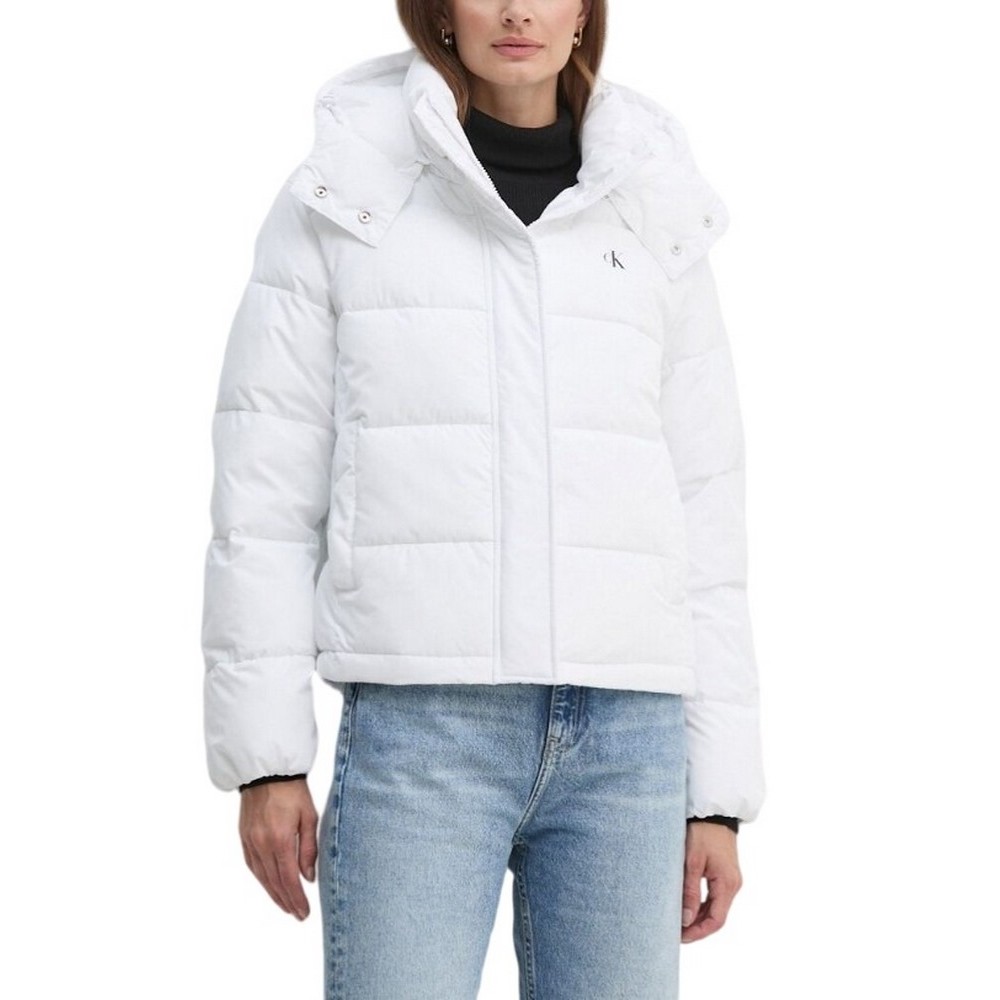 CALVIN KLEIN JEANS MATTE MONOLOGO ND SHORT PUFFER ΜΠΟΥΦΑΝ ΓΥΝΑΙΚΕΙΟ BRIGHT WHITE