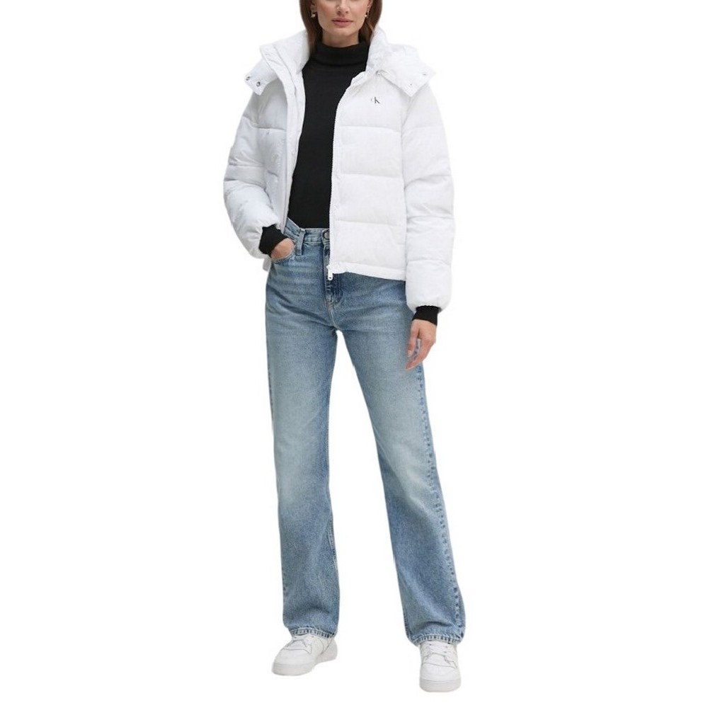 CALVIN KLEIN JEANS MATTE MONOLOGO ND SHORT PUFFER ΜΠΟΥΦΑΝ ΓΥΝΑΙΚΕΙΟ BRIGHT WHITE