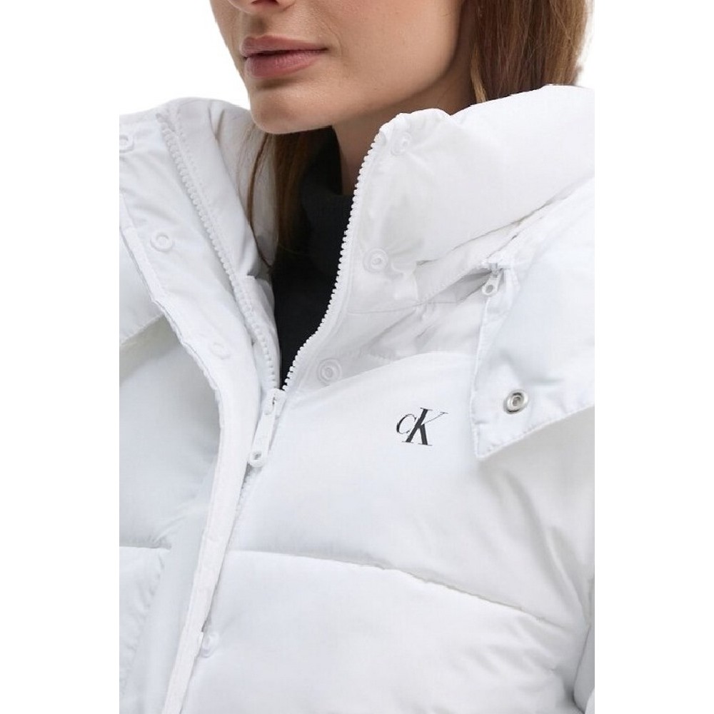 CALVIN KLEIN JEANS MATTE MONOLOGO ND SHORT PUFFER ΜΠΟΥΦΑΝ ΓΥΝΑΙΚΕΙΟ BRIGHT WHITE