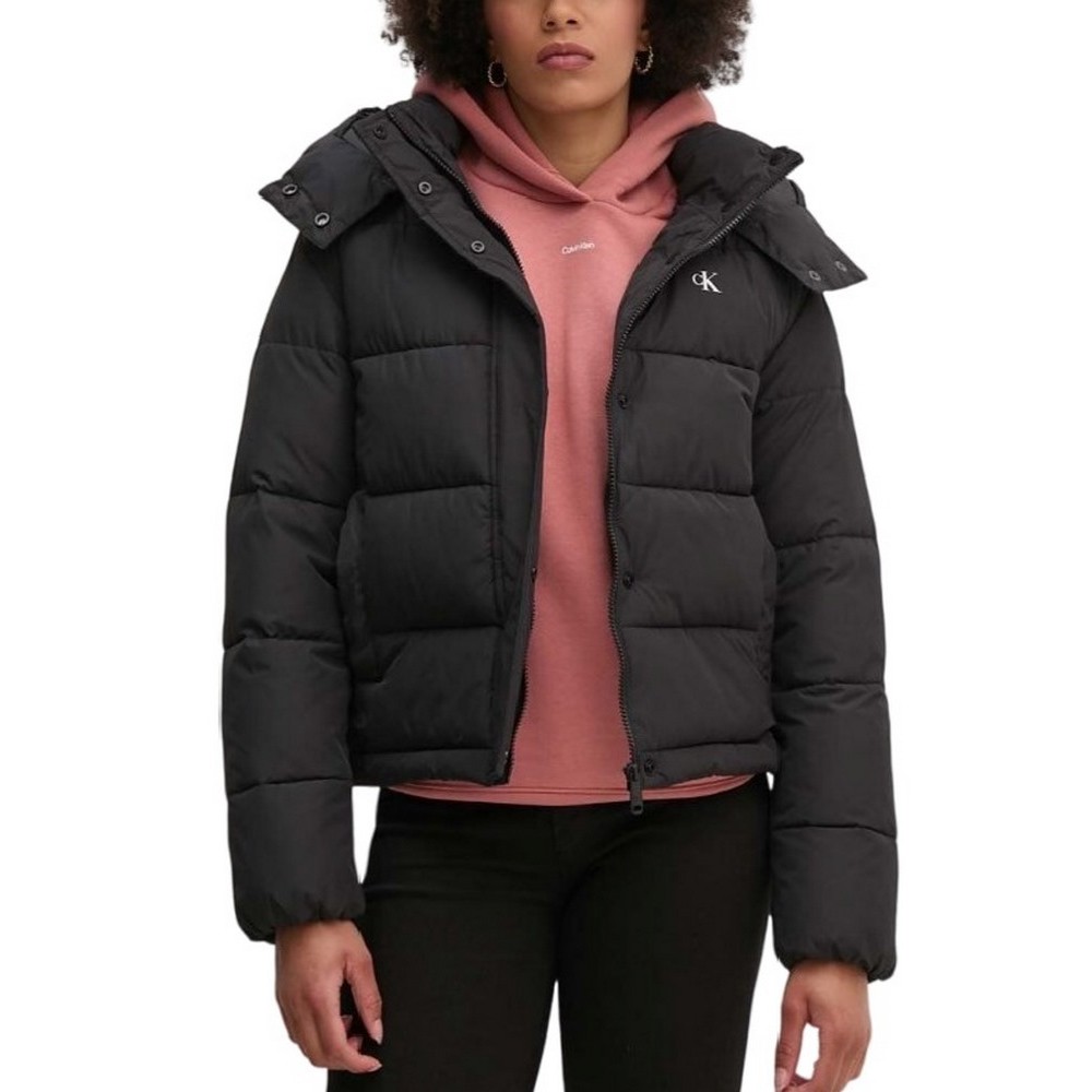 CALVIN KLEIN JEANS MATTE MONOLOGO ND SHORT PUFFER ΜΠΟΥΦΑΝ ΓΥΝΑΙΚΕΙΟ BLACK