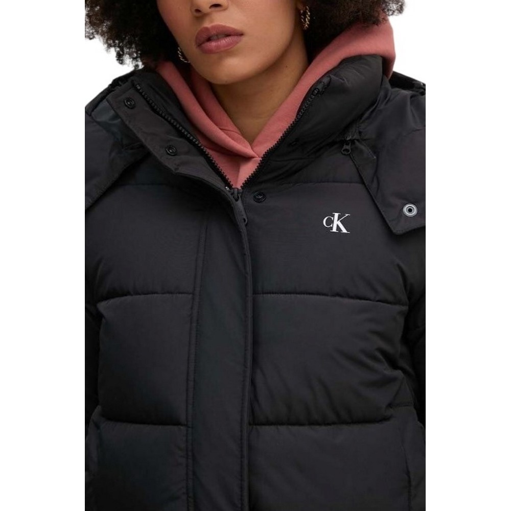 CALVIN KLEIN JEANS MATTE MONOLOGO ND SHORT PUFFER ΜΠΟΥΦΑΝ ΓΥΝΑΙΚΕΙΟ BLACK