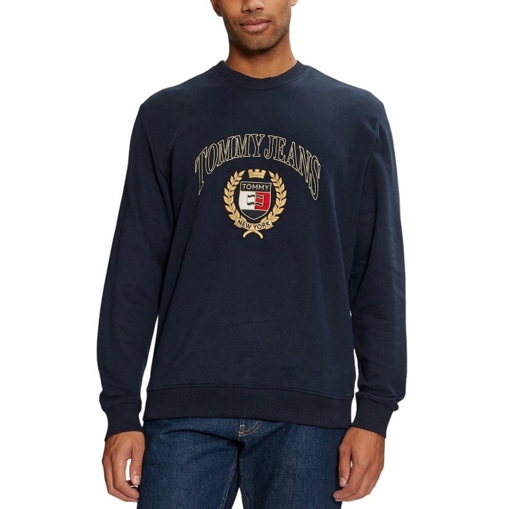 TOMMY JEANS REG TJ PREP CREST CREW ΜΠΛΟΥΖΑ ΦΟΥΤΕΡ ΑΝΔΡΙΚΗ DARK NAVY