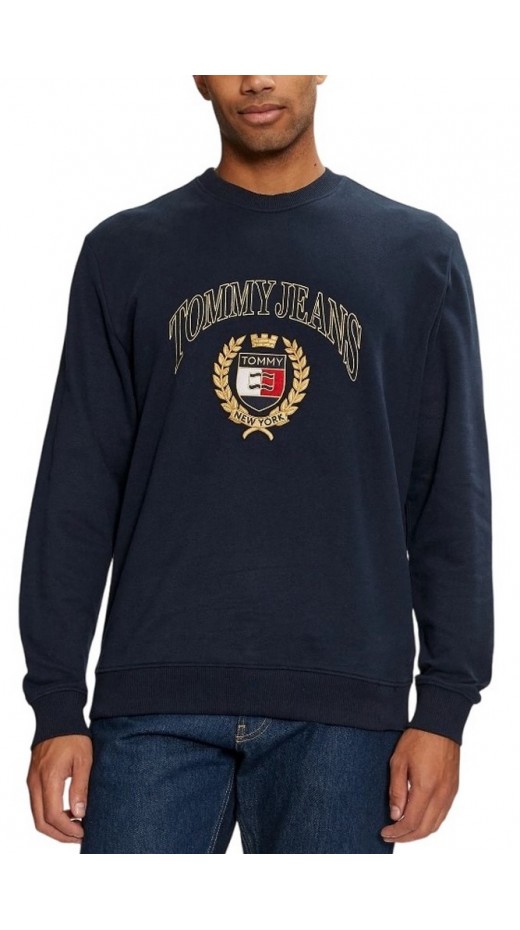 TOMMY JEANS REG TJ PREP CREST CREW ΜΠΛΟΥΖΑ ΦΟΥΤΕΡ ΑΝΔΡΙΚΗ DARK NAVY