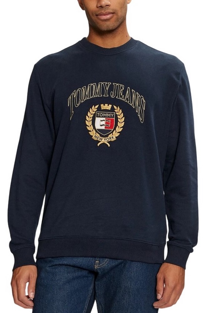 TOMMY JEANS REG TJ PREP CREST CREW ΜΠΛΟΥΖΑ ΦΟΥΤΕΡ ΑΝΔΡΙΚΗ DARK NAVY