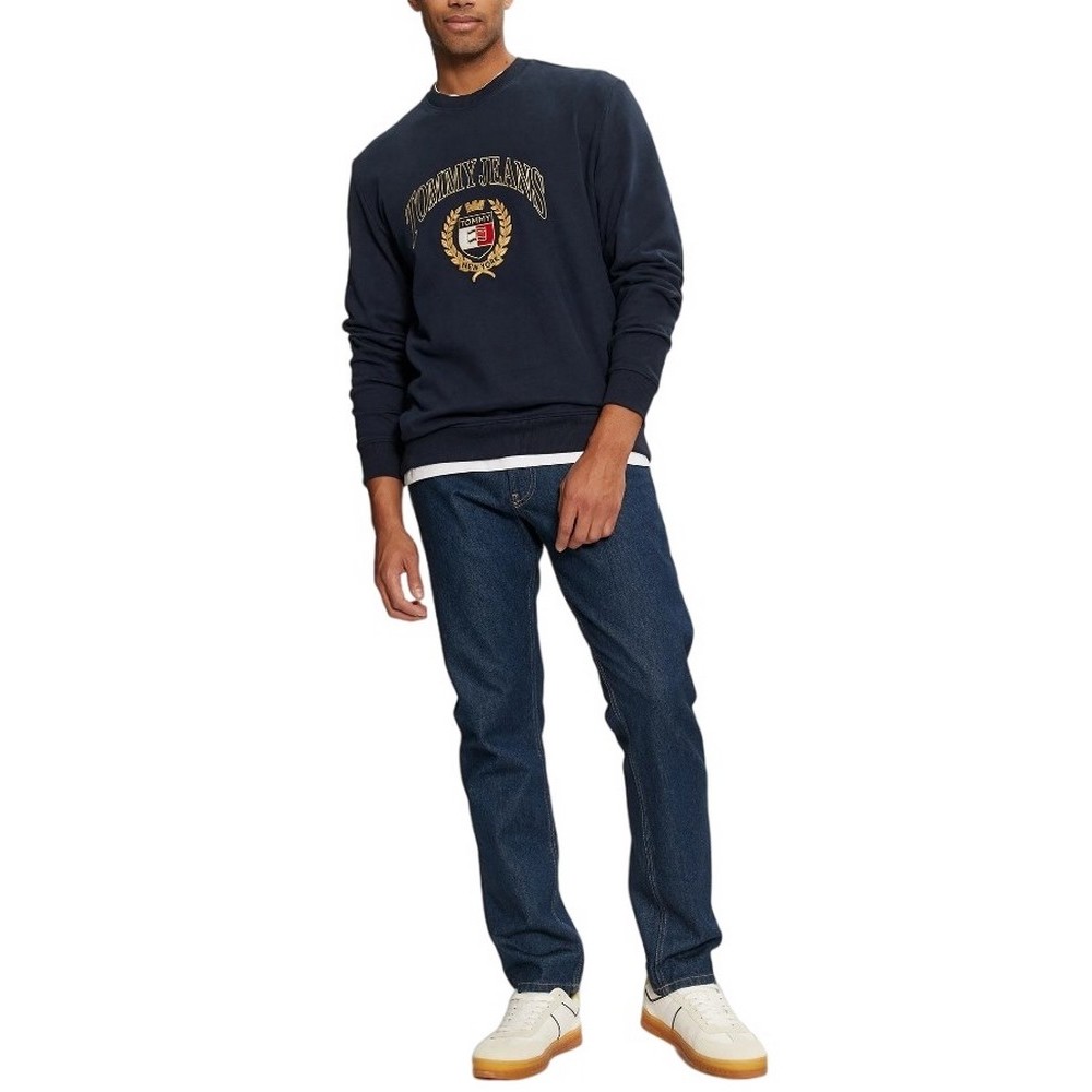 TOMMY JEANS REG TJ PREP CREST CREW ΜΠΛΟΥΖΑ ΦΟΥΤΕΡ ΑΝΔΡΙΚΗ DARK NAVY