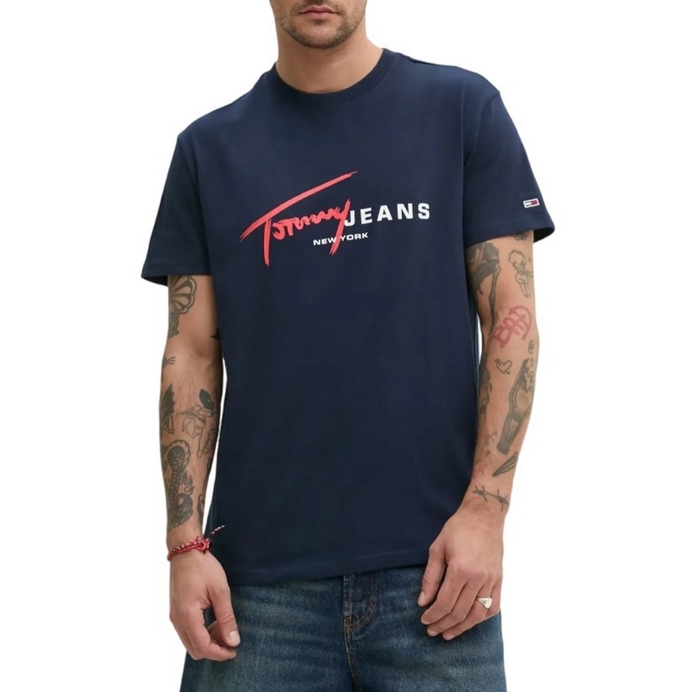 TOMMY JEANS REG SIGNTR DNA TEE EXT T-SHIRT ΜΠΛΟΥΖΑ ΑΝΔΡΙΚΗ DARK NAVY