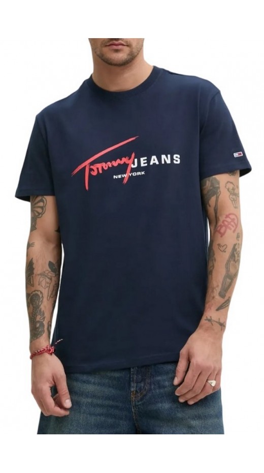 TOMMY JEANS REG SIGNTR DNA TEE EXT T-SHIRT ΜΠΛΟΥΖΑ ΑΝΔΡΙΚΗ DARK NAVY