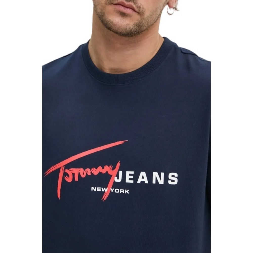 TOMMY JEANS REG SIGNTR DNA TEE EXT T-SHIRT ΜΠΛΟΥΖΑ ΑΝΔΡΙΚΗ DARK NAVY