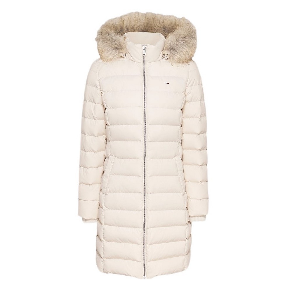 TOMMY HILFIGER TJW ESSENTIAL HOODED DOWN COAT ΜΠΟΥΦΑΝ ΓΥΝΑΙΚΕΙΟ BEIGE