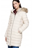 TOMMY HILFIGER TJW ESSENTIAL HOODED DOWN COAT ΜΠΟΥΦΑΝ ΓΥΝΑΙΚΕΙΟ BEIGE