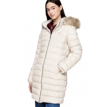 TOMMY HILFIGER TJW ESSENTIAL HOODED DOWN COAT ΜΠΟΥΦΑΝ ΓΥΝΑΙΚΕΙΟ BEIGE