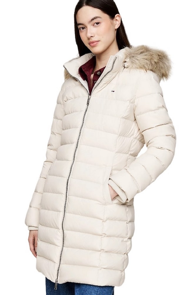 TOMMY HILFIGER TJW ESSENTIAL HOODED DOWN COAT ΜΠΟΥΦΑΝ ΓΥΝΑΙΚΕΙΟ BEIGE