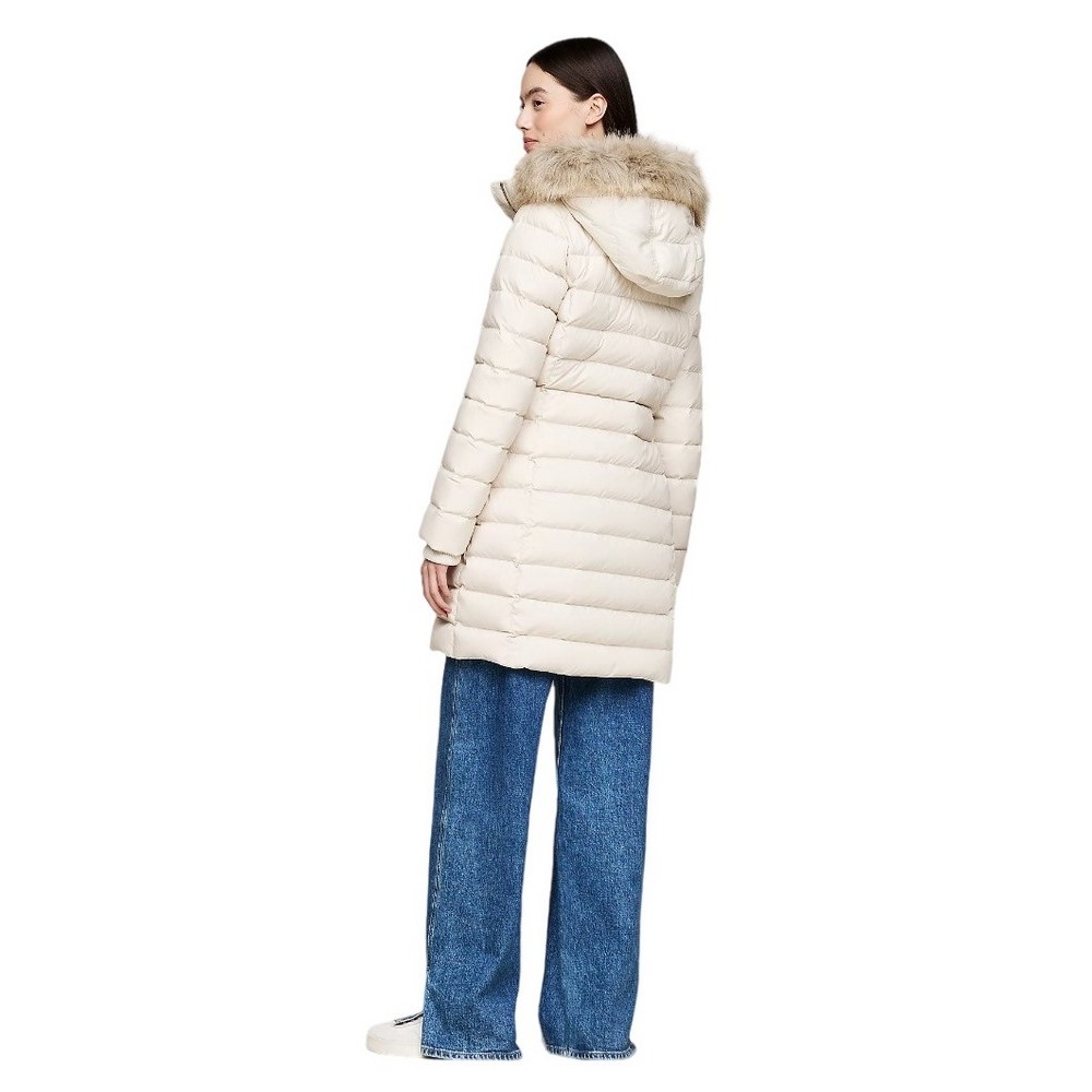 TOMMY HILFIGER TJW ESSENTIAL HOODED DOWN COAT ΜΠΟΥΦΑΝ ΓΥΝΑΙΚΕΙΟ BEIGE