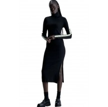 CALVIN KLEIN LOGO ELASTIC RIB LONG DRESS ΦΟΡΕΜΑ ΓΥΝΑΙΚΕΙΟ BLACK