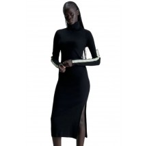 CALVIN KLEIN LOGO ELASTIC RIB LONG DRESS ΦΟΡΕΜΑ ΓΥΝΑΙΚΕΙΟ BLACK