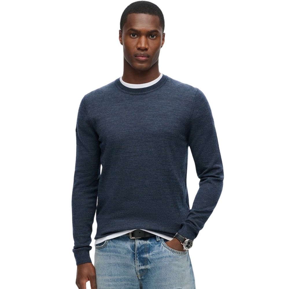 SUPERDRY D2 OVIN ESSENTIAL JUMPER ΜΠΛΟΥΖΑ ΠΛΕΚΤΗ ΑΝΔΡΙΚΗ NAVY