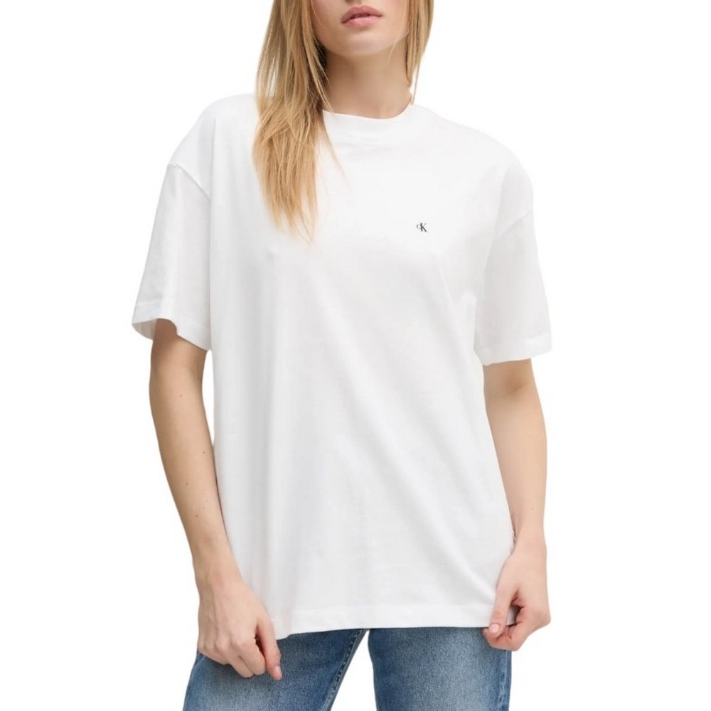 CALVIN KLEIN JEANS SCRIPT INSTITUTIONAL BF TEE T-SHIRT ΜΠΛΟΥΖΑ ΓΥΝΑΙΚΕΙΑ BRIGHT WHITE