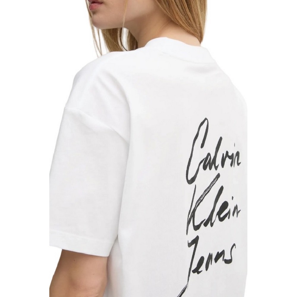 CALVIN KLEIN JEANS SCRIPT INSTITUTIONAL BF TEE T-SHIRT ΜΠΛΟΥΖΑ ΓΥΝΑΙΚΕΙΑ BRIGHT WHITE