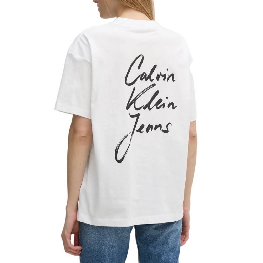 CALVIN KLEIN JEANS SCRIPT INSTITUTIONAL BF TEE T-SHIRT ΜΠΛΟΥΖΑ ΓΥΝΑΙΚΕΙΑ BRIGHT WHITE