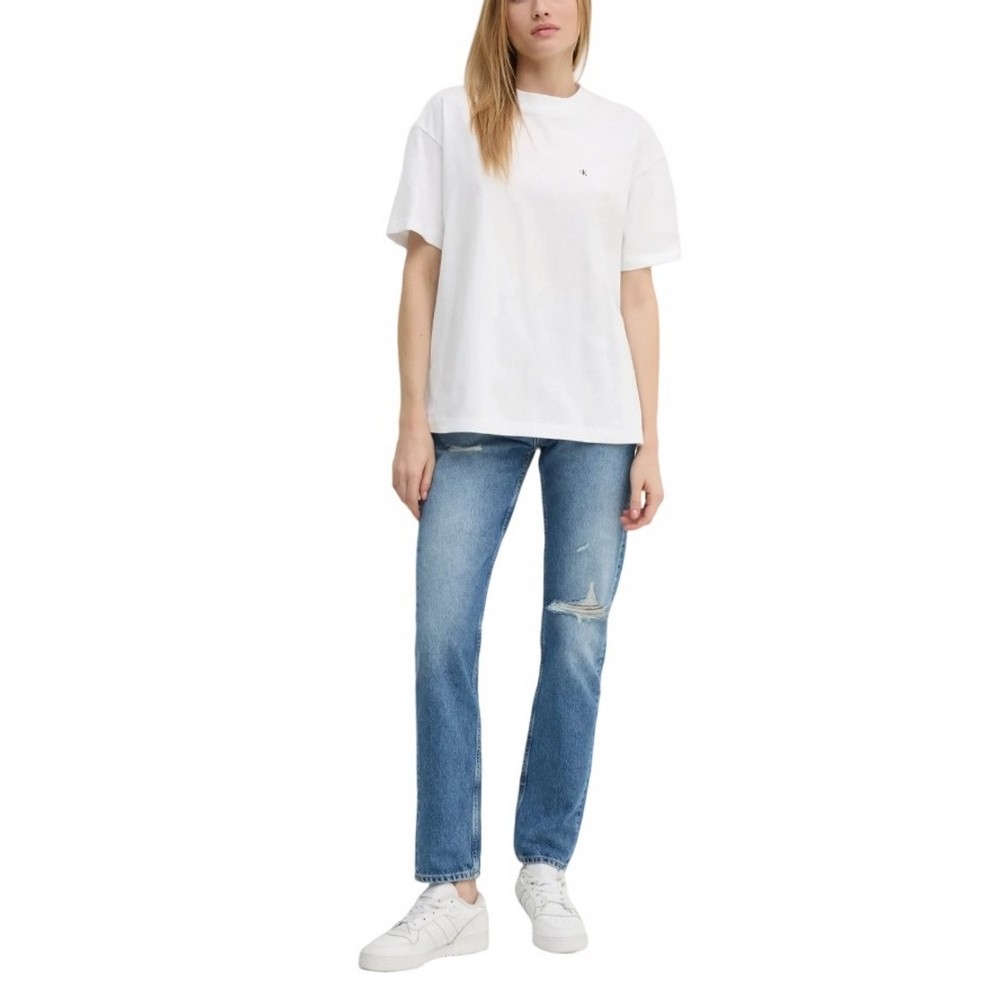 CALVIN KLEIN JEANS SCRIPT INSTITUTIONAL BF TEE T-SHIRT ΜΠΛΟΥΖΑ ΓΥΝΑΙΚΕΙΑ BRIGHT WHITE