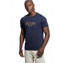 GUESS CN GUESS MULTICOLOR TEE T-SHIRT ΜΠΛΟΥΖΑ ΑΝΔΡΙΚΗ BLUE