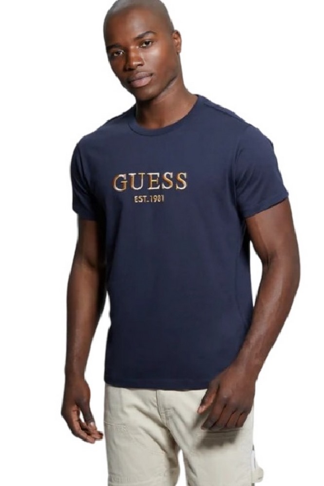 GUESS CN GUESS MULTICOLOR TEE T-SHIRT ΜΠΛΟΥΖΑ ΑΝΔΡΙΚΗ BLUE