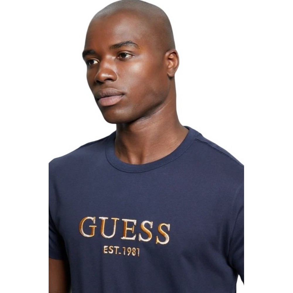 GUESS CN GUESS MULTICOLOR TEE T-SHIRT ΜΠΛΟΥΖΑ ΑΝΔΡΙΚΗ BLUE