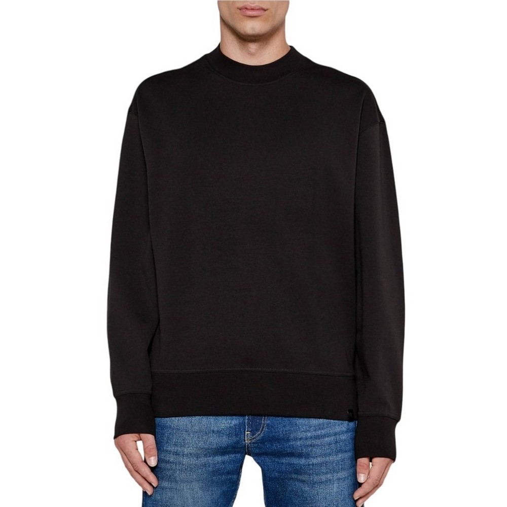 CALVIN KLEIN JEANS INTERLOCK CREW NECK ΦΟΥΤΕΡ ΜΠΛΟΥΖΑ ΑΝΔΡΙΚΗ BLACK