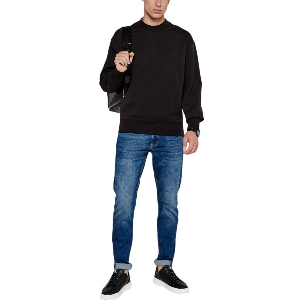 CALVIN KLEIN JEANS INTERLOCK CREW NECK ΦΟΥΤΕΡ ΜΠΛΟΥΖΑ ΑΝΔΡΙΚΗ BLACK