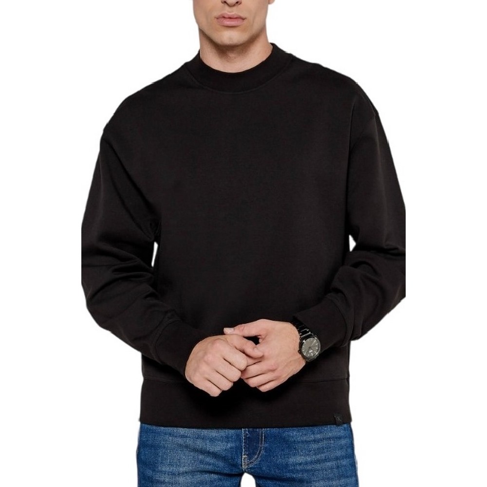 CALVIN KLEIN JEANS INTERLOCK CREW NECK ΦΟΥΤΕΡ ΜΠΛΟΥΖΑ ΑΝΔΡΙΚΗ BLACK