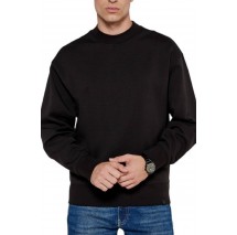 CALVIN KLEIN JEANS INTERLOCK CREW NECK ΦΟΥΤΕΡ ΜΠΛΟΥΖΑ ΑΝΔΡΙΚΗ BLACK