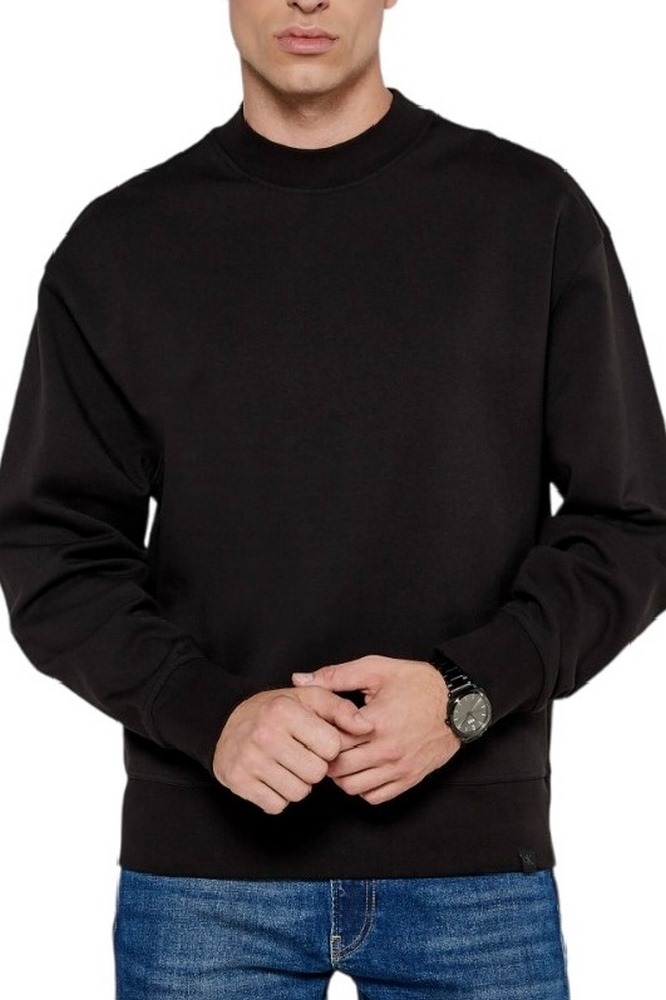 CALVIN KLEIN JEANS INTERLOCK CREW NECK ΦΟΥΤΕΡ ΜΠΛΟΥΖΑ ΑΝΔΡΙΚΗ BLACK