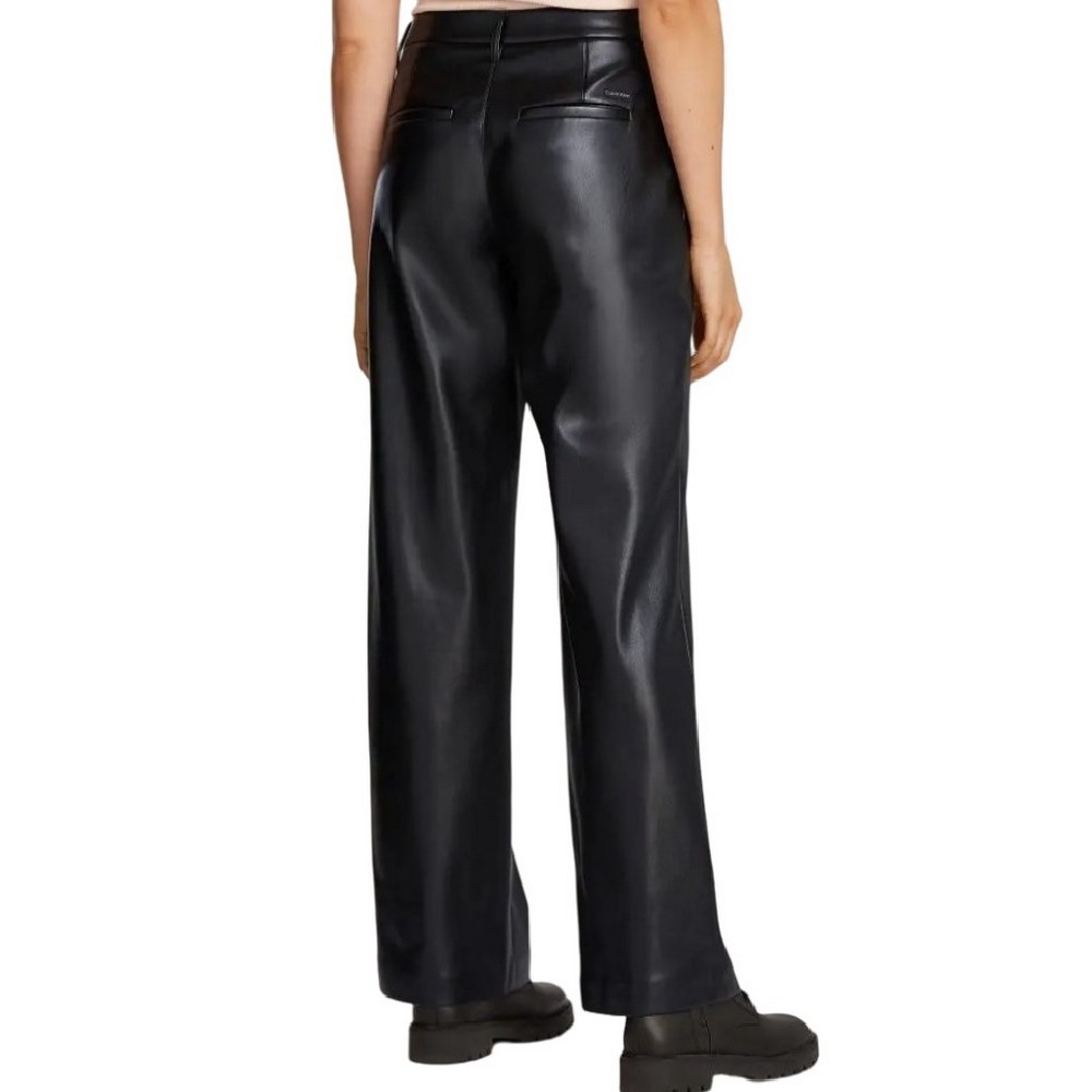 CALVIN KLEIN JEANS FAUX LEATHER STRAIGHT PANT ΓΥΝΑΙΚΕΙΟ ΠΑΝΤΕΛΟΝΙ BLACK