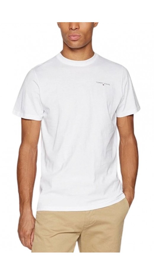 TOMMY JEANS SLIM LINEAR CHEST SS TEE EXT T-SHIRT ΜΠΛΟΥΖΑ ΑΝΔΡΙΚΗ WHITE