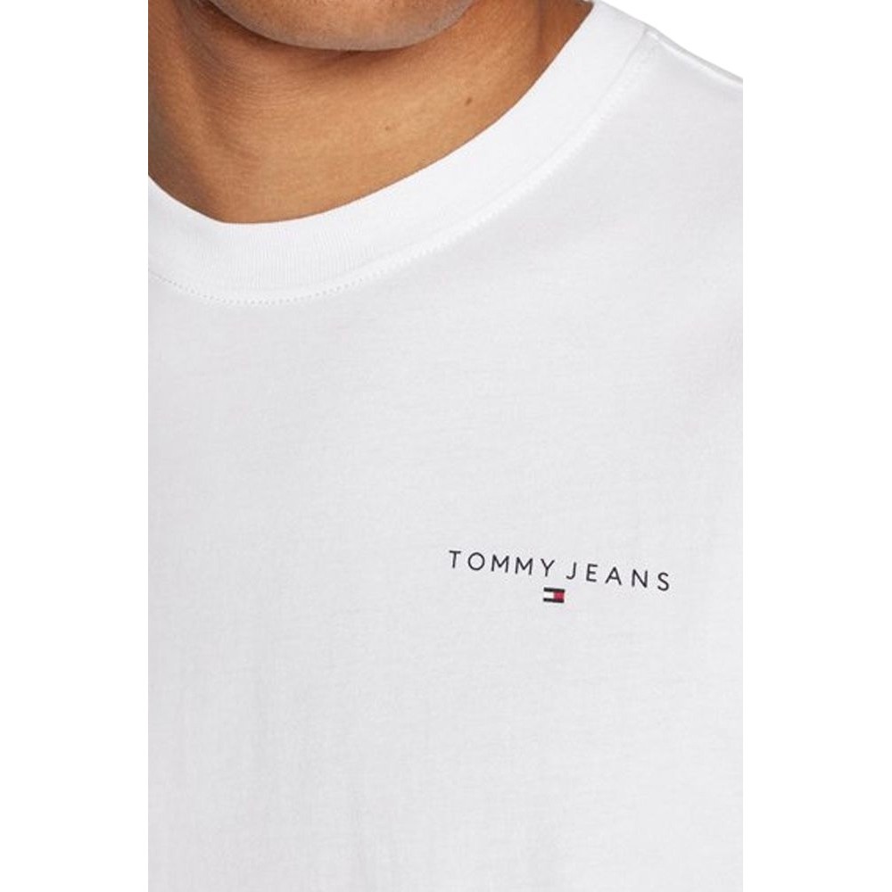 TOMMY JEANS SLIM LINEAR CHEST SS TEE EXT T-SHIRT ΜΠΛΟΥΖΑ ΑΝΔΡΙΚΗ WHITE