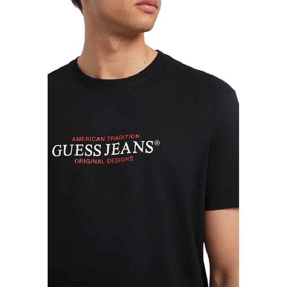 GUESS JEANS CN REG AMERICAT-SHIRT ΜΠΛΟΥΖΑ ΑΝΔΡΙΚΗ BLACK