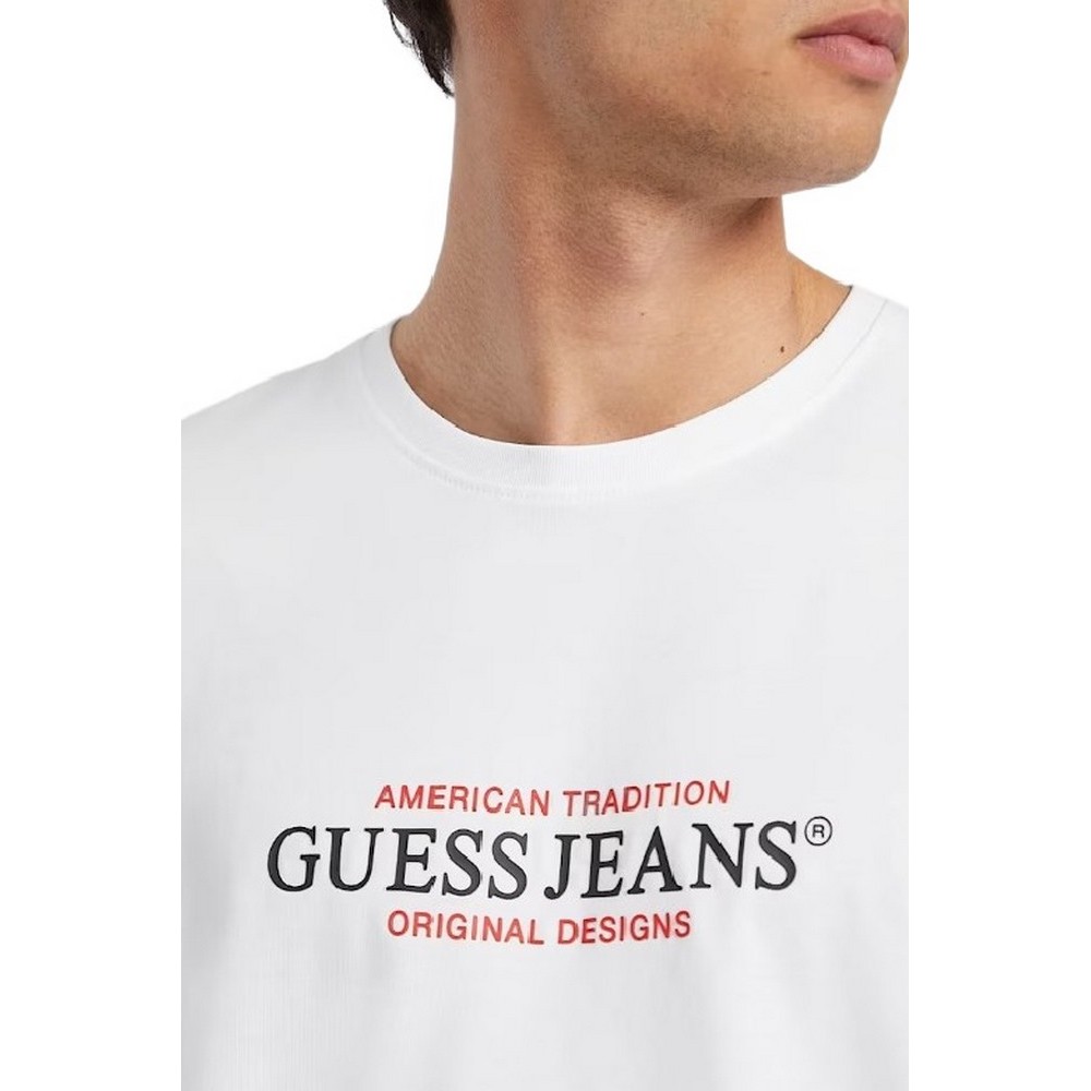 GUESS JEANS CN REG AMERICAT-SHIRT ΜΠΛΟΥΖΑ ΑΝΔΡΙΚΗ WHITE