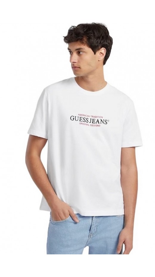 GUESS JEANS CN REG AMERICAT-SHIRT ΜΠΛΟΥΖΑ ΑΝΔΡΙΚΗ WHITE