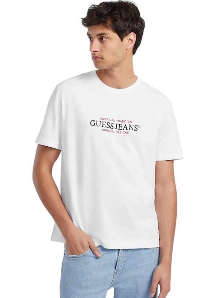 GUESS JEANS CN REG AMERICAT-SHIRT ΜΠΛΟΥΖΑ ΑΝΔΡΙΚΗ WHITE