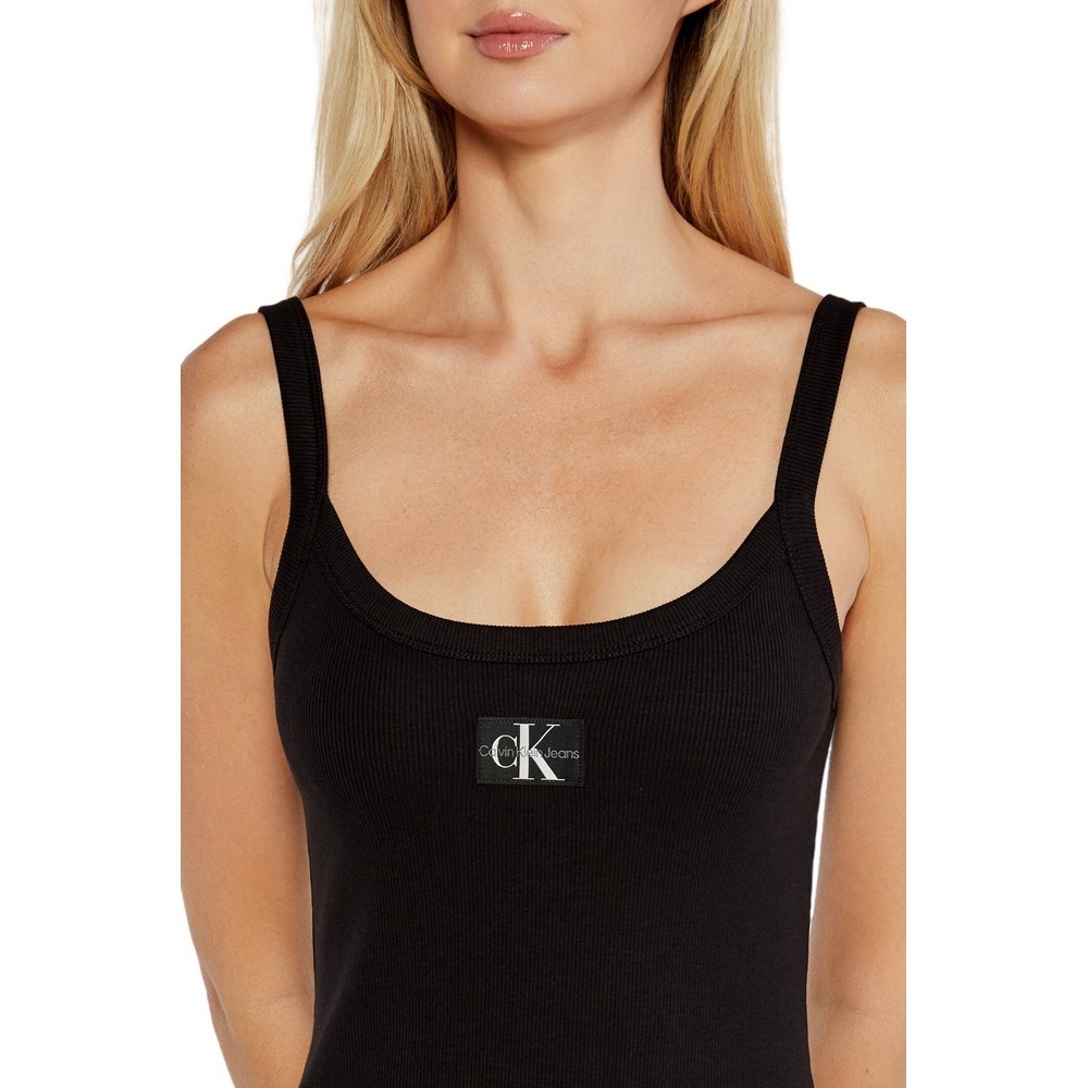 CALVIN KLEIN JEANS WOVEN LABEL RIB TANK DRESS ΦΟΡΕΜΑ ΓΥΝΑΙΚΕΙΟ BLACK