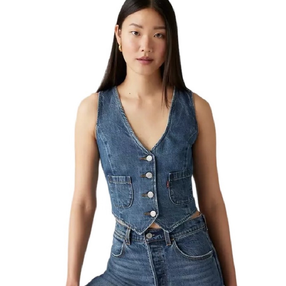 LEVIS TAILORED VEST DENIM ΓΙΛΕΚΟ ΓΥΝΑΙΚΕΙΟ BLUΕ DENIM