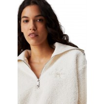 CALVIN KLEIN JEANS SHERPA HALF ZIP ΜΠΛΟΥΖΑ ΓΥΝΑΙΚΕΙΑ IVORY