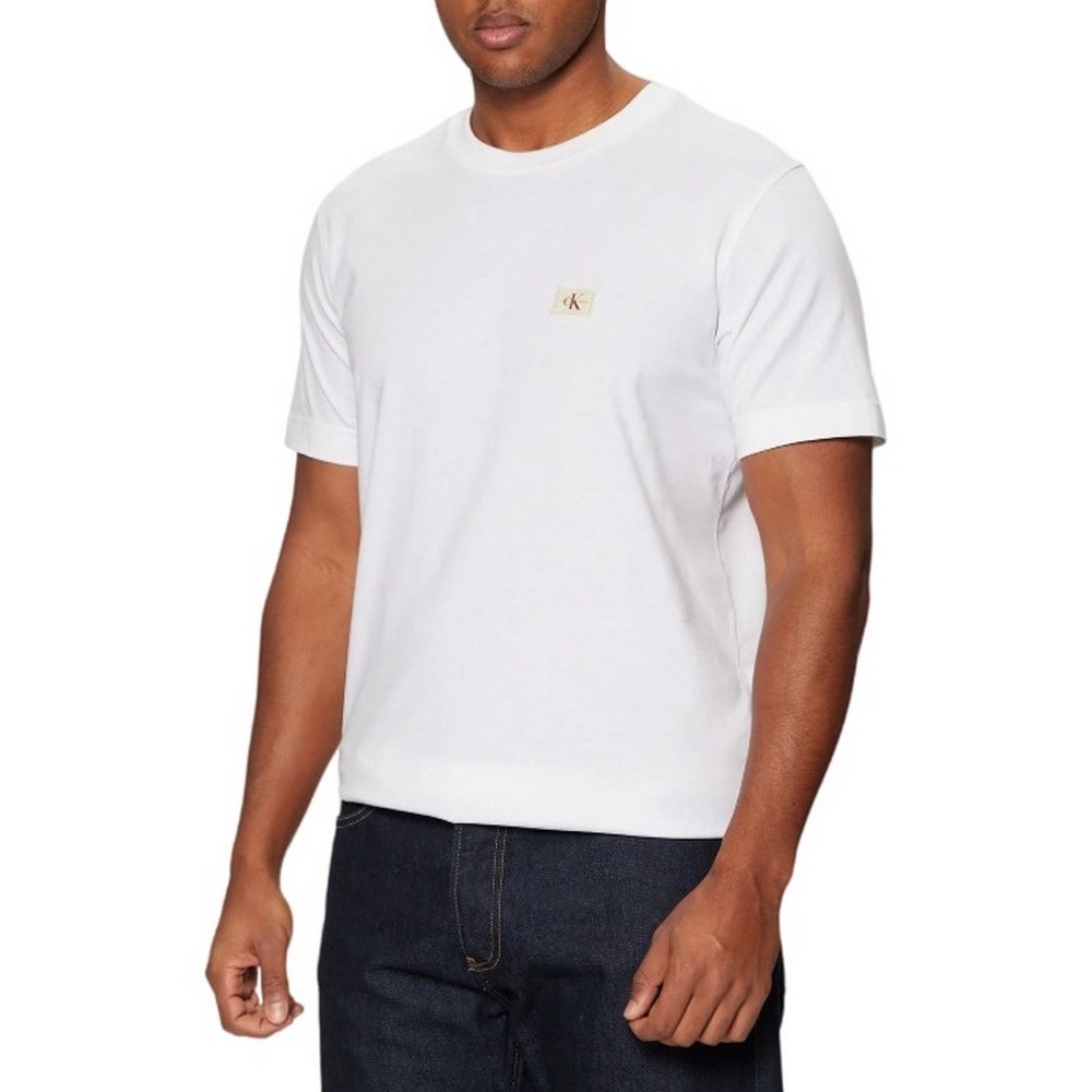 CALVIN KLEIN JEANS WOVEN LABEL REGULAR TEE T-SHIRT ΜΠΛΟΥΖΑ ΑΝΔΡΙΚΗ BRIGHT WHITE