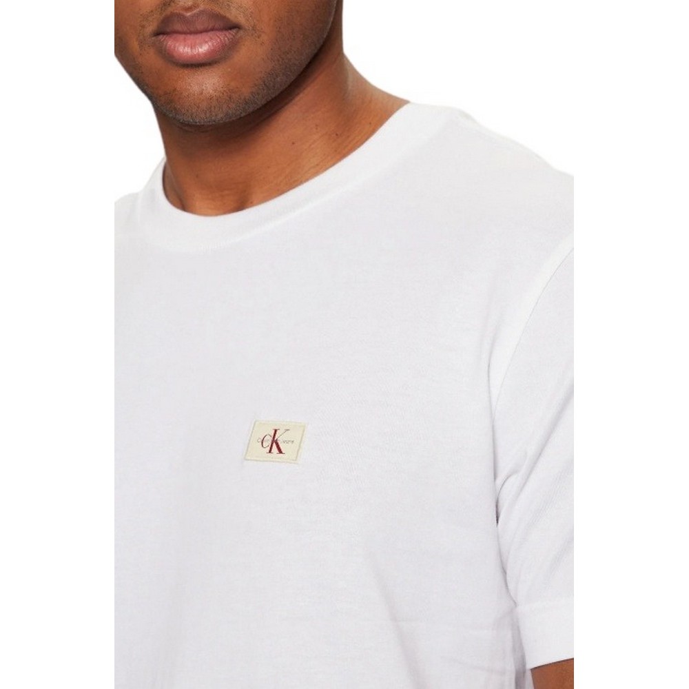 CALVIN KLEIN JEANS WOVEN LABEL REGULAR TEE T-SHIRT ΜΠΛΟΥΖΑ ΑΝΔΡΙΚΗ BRIGHT WHITE