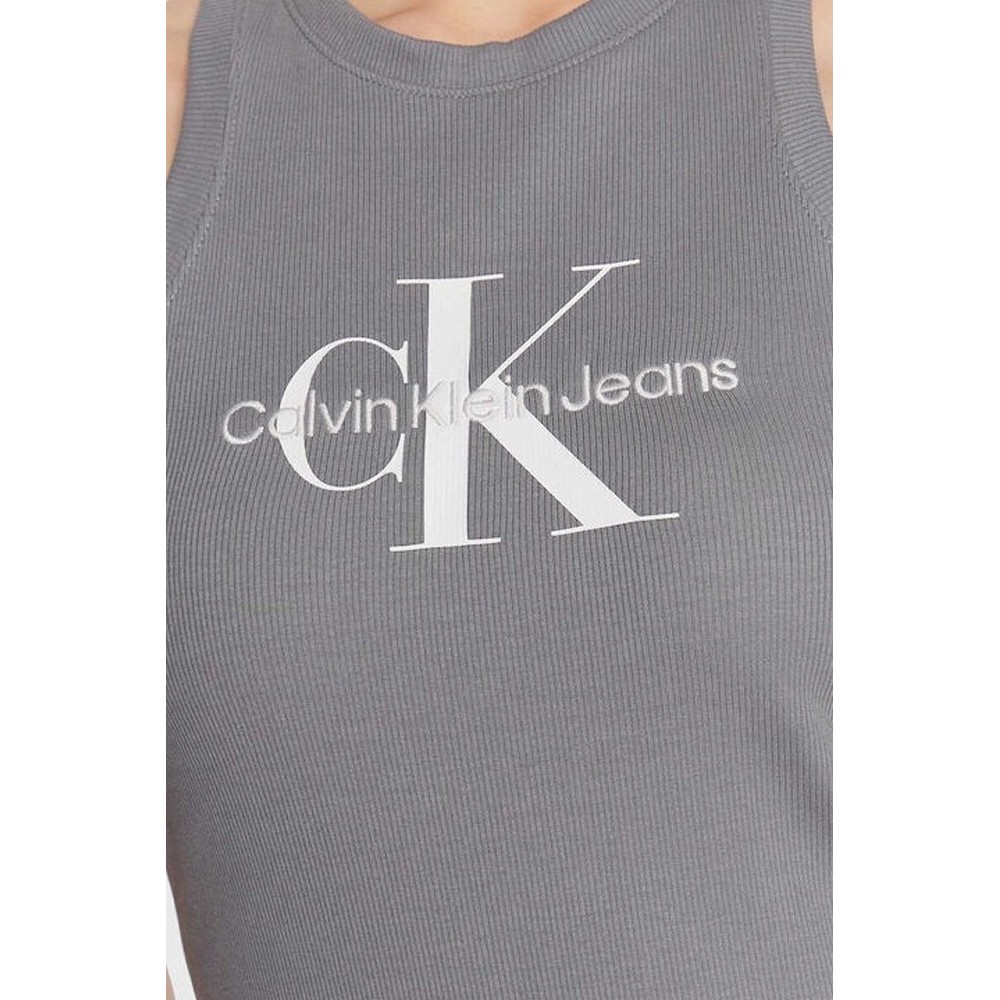 CALVIN KLEIN JEANS ARCHIVAL MONOLOGO RIB TANK DRESS GREY