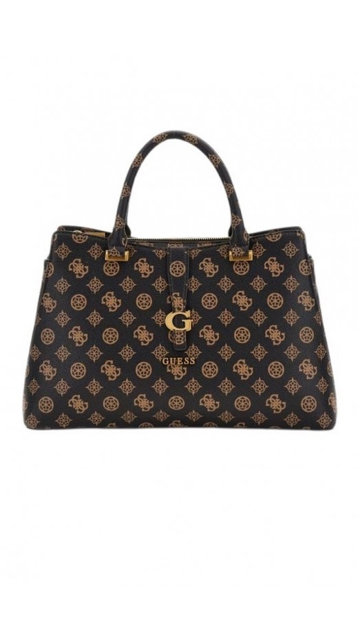 GUESS KUBA TRI COMPARTMENT SATCHEL ΤΣΑΝΤΑ ΓΥΝΑΙΚΕΙΑ BROWN