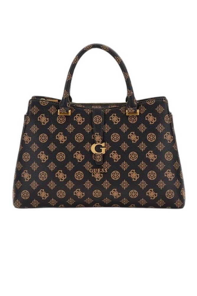 GUESS KUBA TRI COMPARTMENT SATCHEL ΤΣΑΝΤΑ ΓΥΝΑΙΚΕΙΑ BROWN