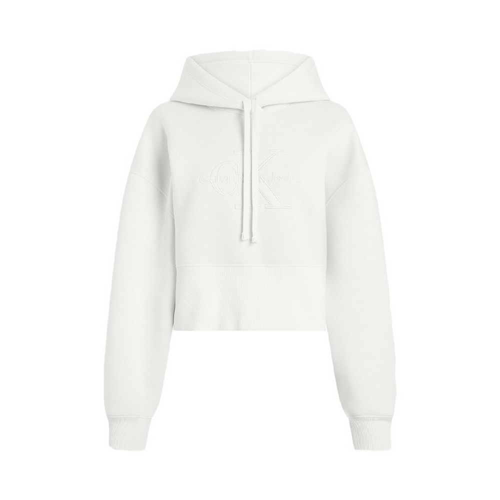 CALVIN KLEIN JEANS SCUBA PREMIUM MONOLOGO HOODIE ΦΟΥΤΕΡ ΓΥΝΑΙΚΕΙΟ IVORY