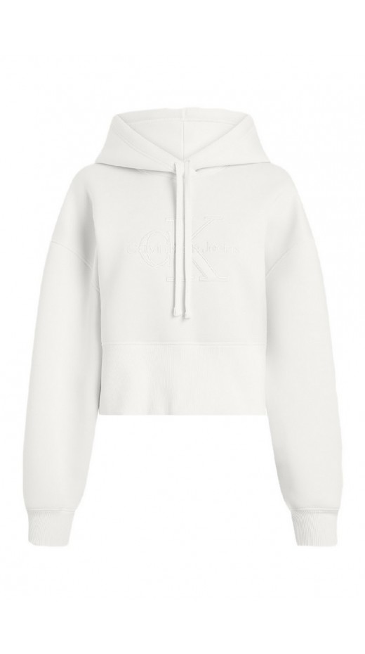 CALVIN KLEIN JEANS SCUBA PREMIUM MONOLOGO HOODIE ΦΟΥΤΕΡ ΓΥΝΑΙΚΕΙΟ IVORY