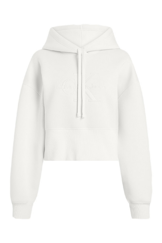 CALVIN KLEIN JEANS SCUBA PREMIUM MONOLOGO HOODIE ΦΟΥΤΕΡ ΓΥΝΑΙΚΕΙΟ IVORY